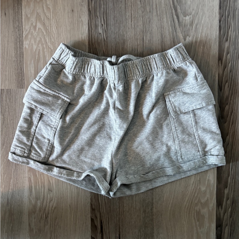 Grey Cargo Sweat Shorts